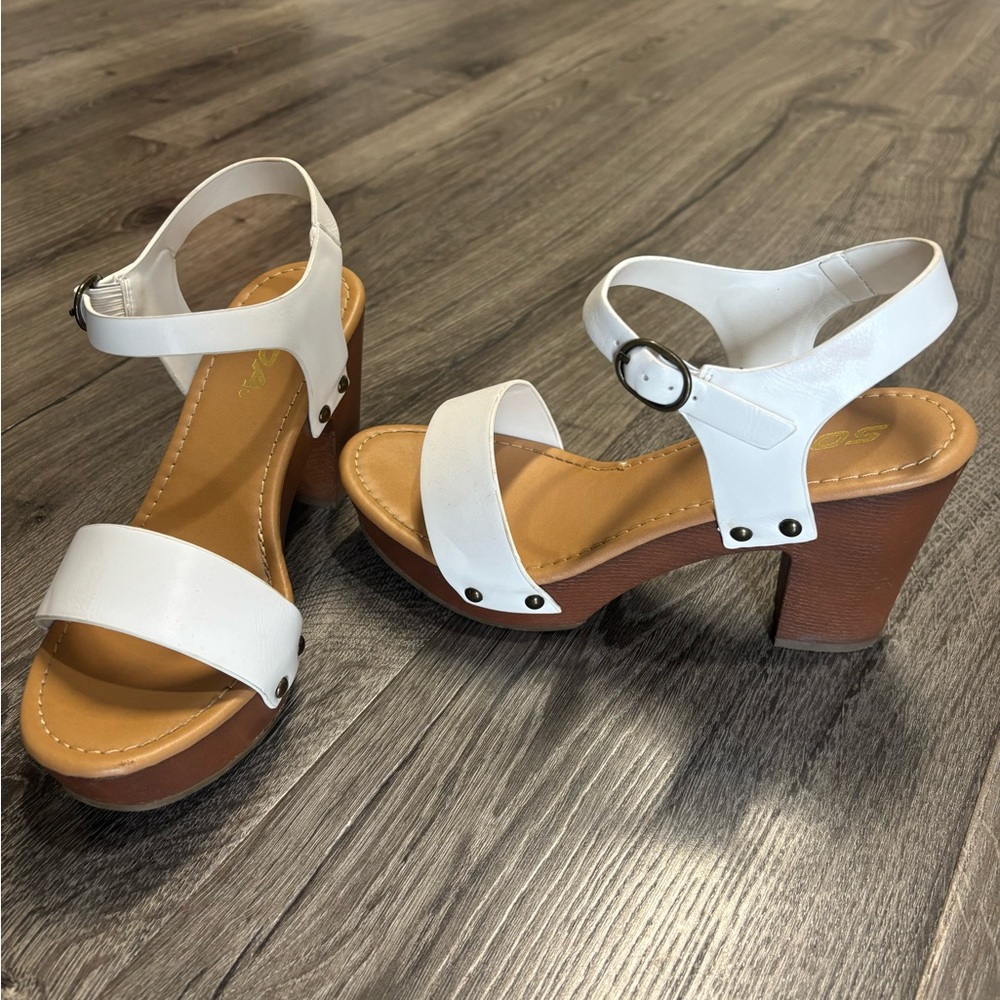 White Strappy Platform Sandal Heels